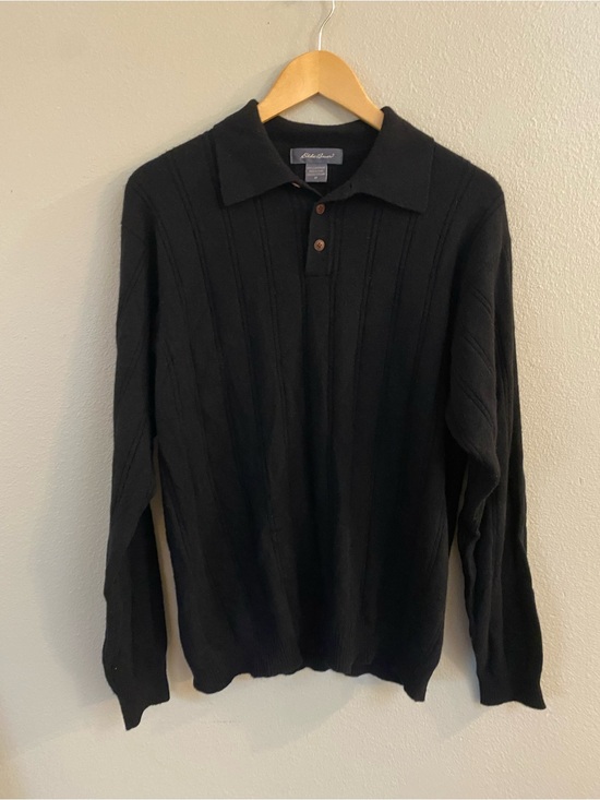 Eddie Bauer Other - Vintage Eddie Bauer 100% Cashmere Knit Polo Sweater Black